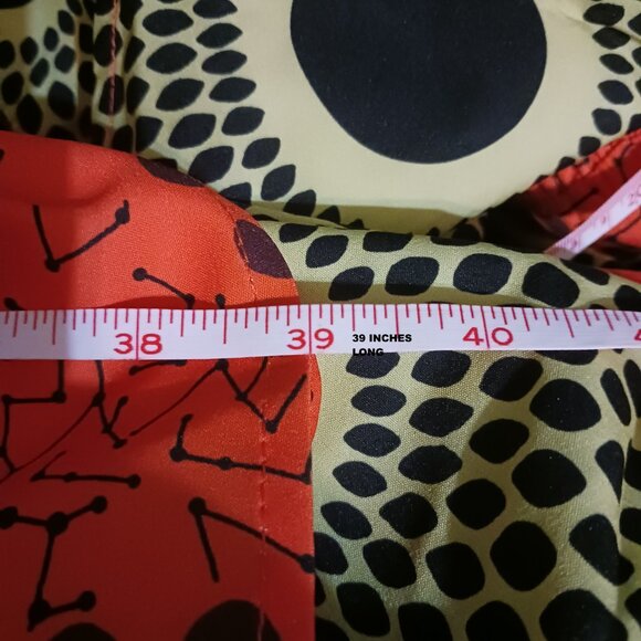 Curvesoul Orange Black Yellow Geometric V Neck Elastic Waist Dress Size 5X NWT - Picture 8 of 14